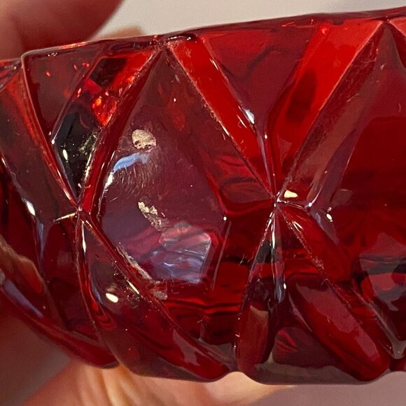 Vintage Shannon Designs of Ireland Lead Crystal Red Glass Candy Dish With Lid - Picture 13 of 14